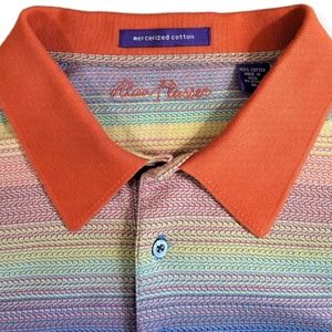 Alan Flusser Mercerized Cotton Multi Color Orange Collar Polo XXL "PRIDE"